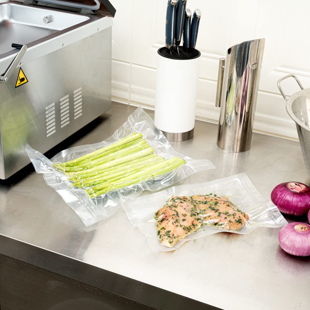 Fresh Hero - Bolsa de plástico transparente para envasado al vacío de cámara, 3 mil, sin BPA, 12 x 8 pulgadas, caja de 100 unidades