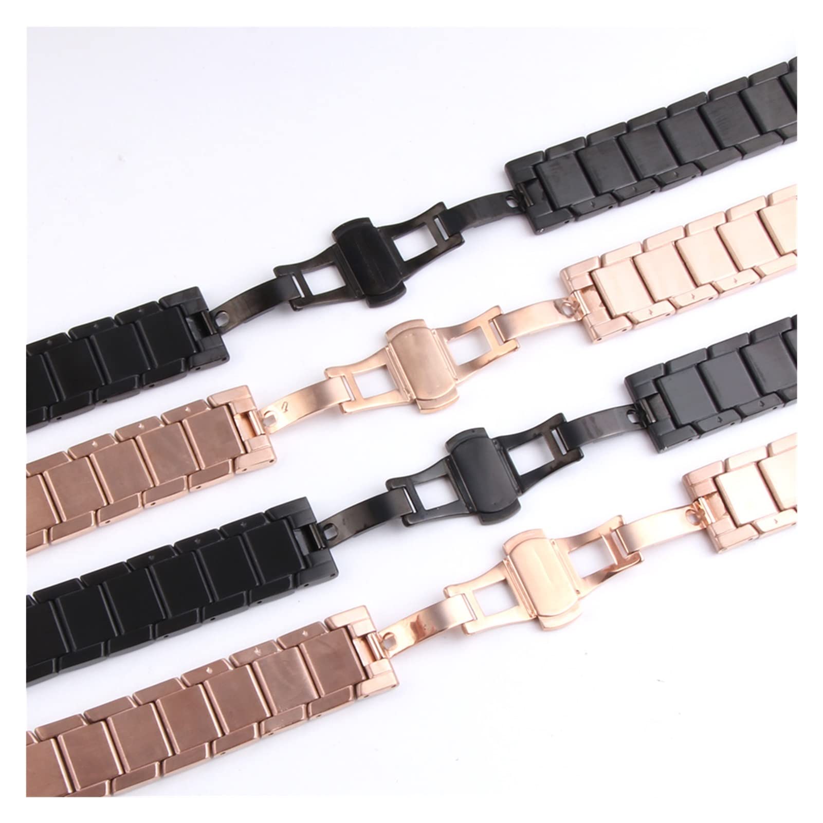Bracelet de Montre 20/22mm adapté pour Gear S3 Bracelet en Acier Inoxydable Solide extrémité incurvée Bracelet de Remplacement Poignet Frontier Classique