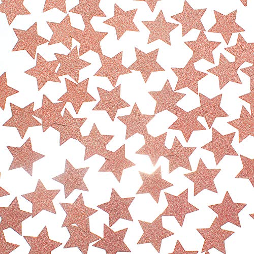 Image of MOWO Rose Gold Star Confetti Table Decoration, 1.2 inch, 200pc | Table Decoration, Wedding, Birthday Party