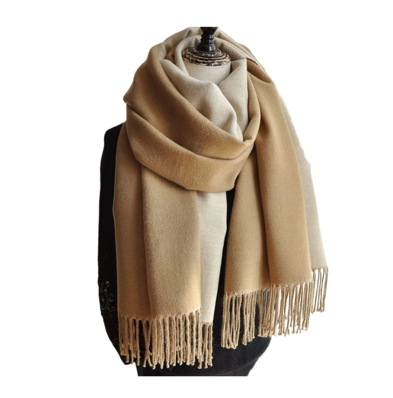 Fular Mujer Bufanda Cálido Bufanda Borlas Mujer Invierno Soild Bufanda Chal Dama Cálido Chal Mujer Fiesta (Color : A, Size : 195 * 60cm)