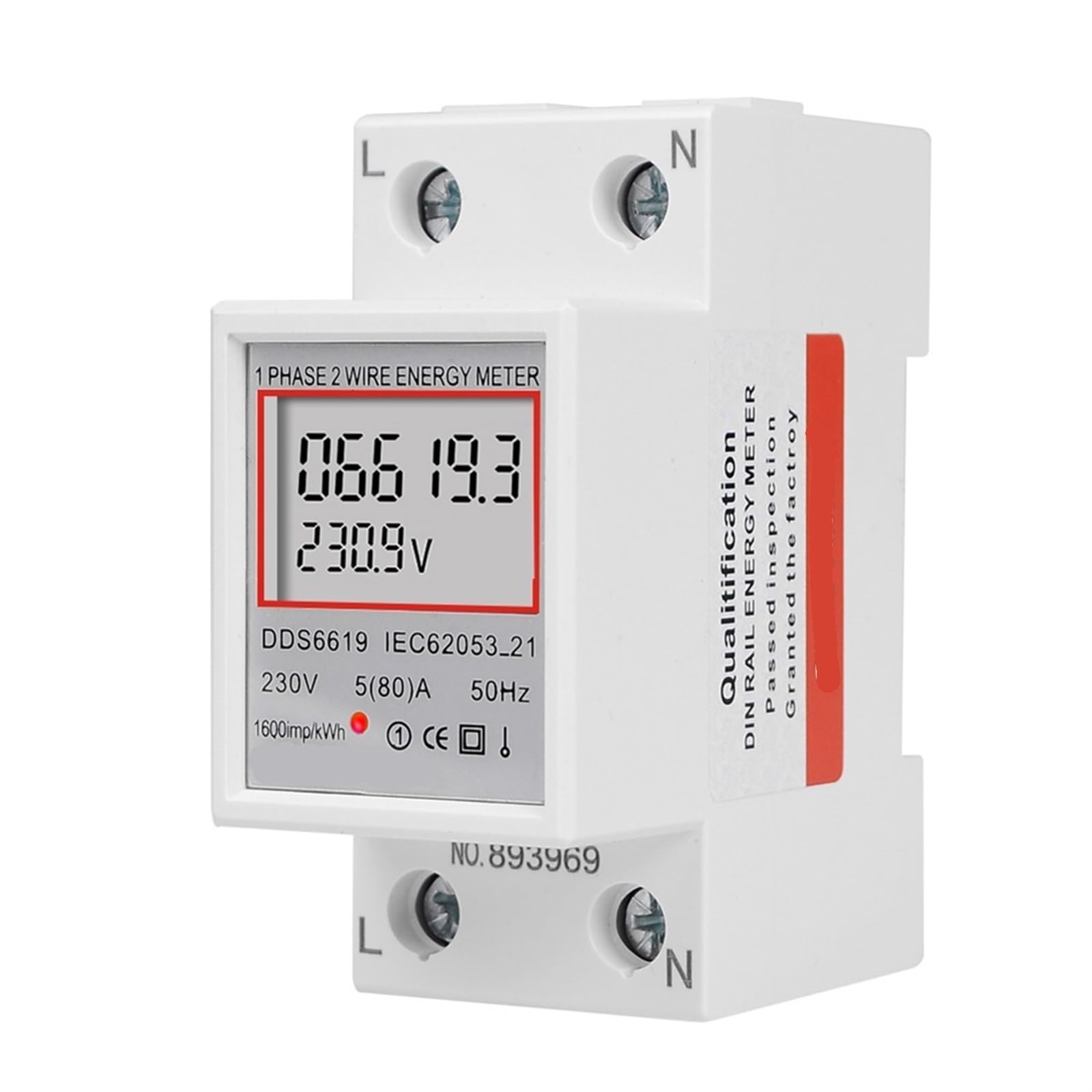 Moniteur de consommation d'électricité rail DIN avec compteur d'énergie monophasé 50 60Hz StyleA