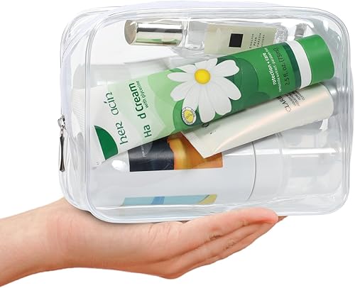 Miniatura 3 de WantGor Bolsa de maquillaje transparente, paquete de 2 bolsas de cosméticos aprobadas por la TSA, organizador de bolsas de maquillaje pequeñas,