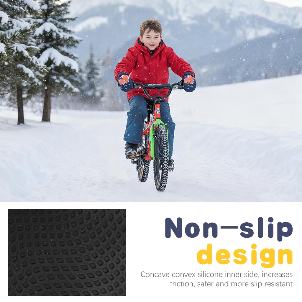 PATPAT® Cartoon Dino Printed Kids Hand Gloves for Winter for Boys Aged 7-14, Touch Screen Finger Anti-Slip Design, Ski Gloves, Bike Gloves Windproof Waterproof Warm Riding Winter Gloves 4