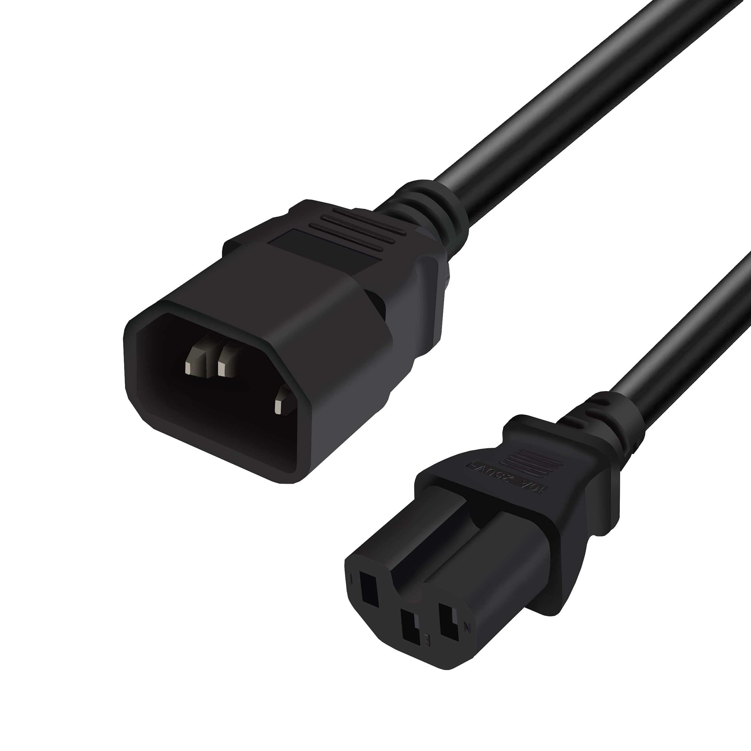 S-TEK[1.8M/6Feet] Heavy Duty Power Cord | Short Extension Cord | Power Extension Cord | Computer Power Cord | C14 Male to C15 Female Power Cable, 18 AWG, for PC, PDU, Monitor, Switches - Black