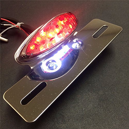 HONGK- Motorcycle Chrome Smoke LED Integrated All-in-one Taillight License Plate Light Plate Holder Compatible with ATV off-Road Suzuki Yamaha [B01BI87YKG]