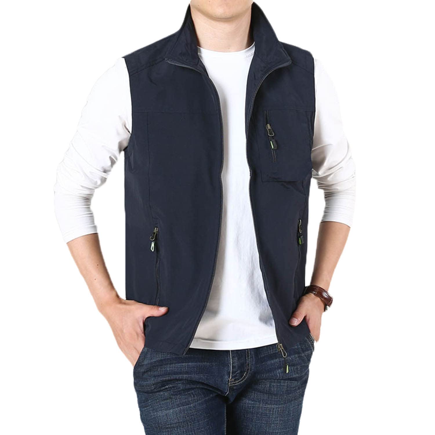 Chaleco De Hombre Exteriores Multibolsillos Chaqueta Casual Sin Mangas Primavera Y Otoño Chaleco Transpirable para La Pesca Fotografía Senderismo Viajes