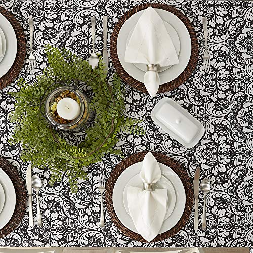DII Damask Cotton Tablecloth, 70" Round, Black, 70 inch (Round) - Image 3