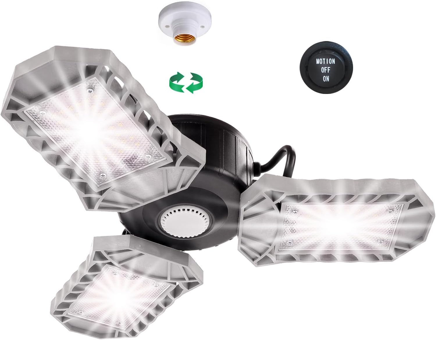 WaitScher Motion Sensor Garage Light, 3 Modes Ceiling LED Light with