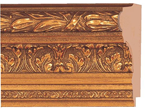 Picture Frame Moulding (Wood) 18ft Bundle - Ornate Antique Gold Finish - 4 Width - 3 8 Rabbet Depth
