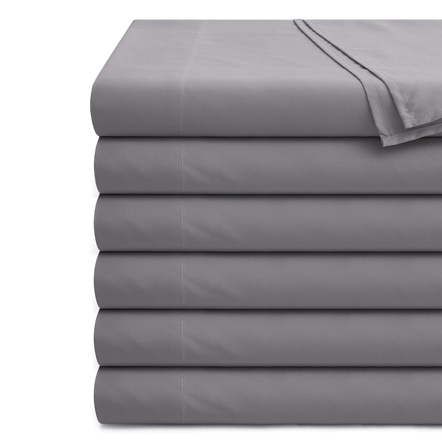 Hafaa Flat Sheet 100% Egyptian Cotton Bed Sheets 200 Thread Count Super Soft & Breathable Hotel Quality Bed Sheet - Wrinkle & Shrinkage Resistant (Grey, Single 6 Pack) โ image 1