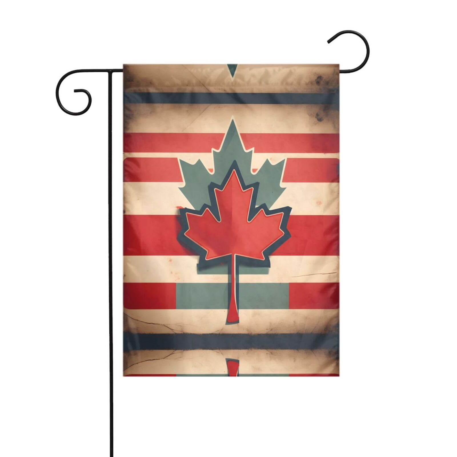 Fall Garden Flag 12 x 18 Inch House Flag Holiday Garden Flags for Farmhouse Christmas Decor,Retro Canada Flag pattern Print