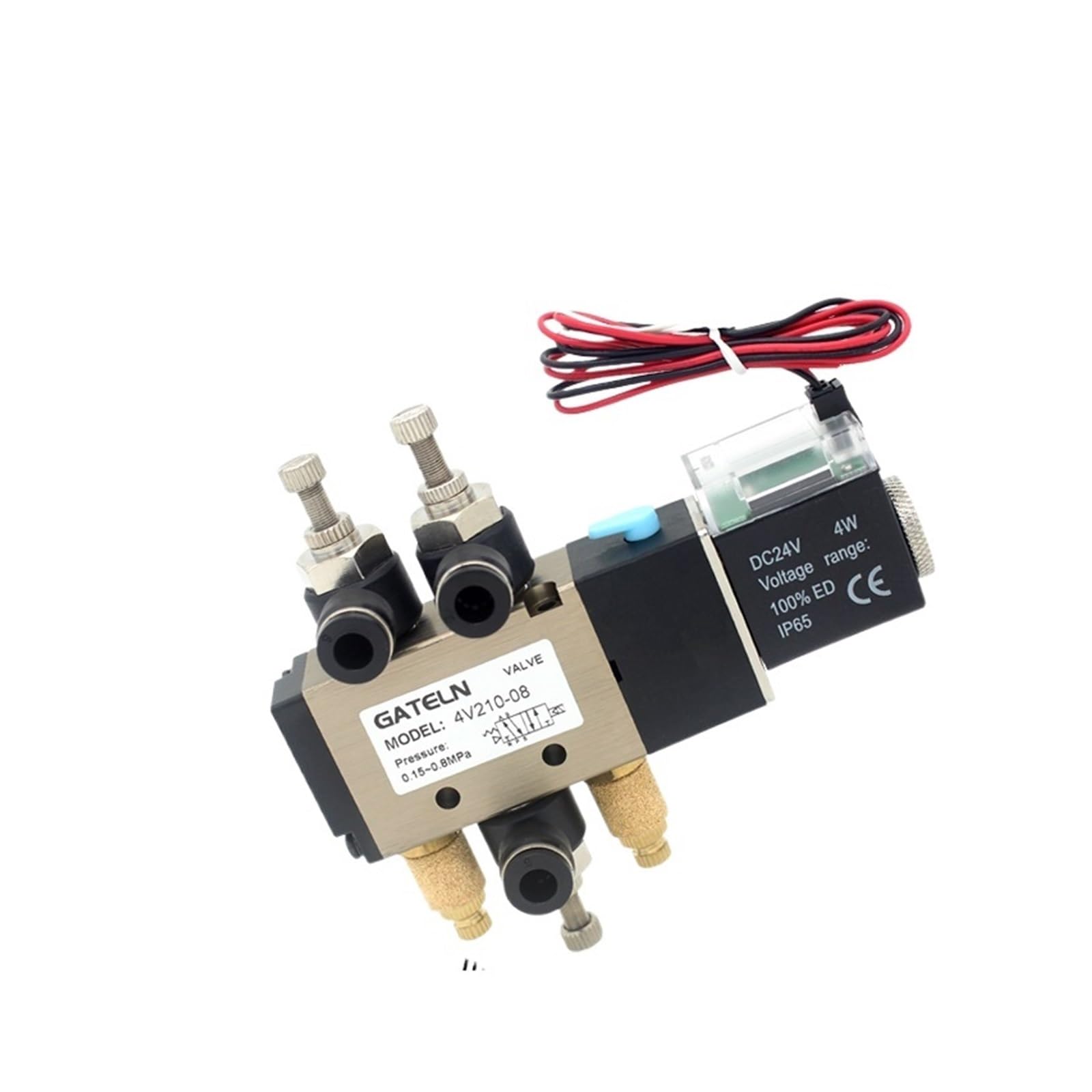 QRUYHBAJU 4V210-08 air Solenoid Valve 5-Way 2-Position Gas Pneumatic Solenoid Valve 220V Port 1/4" Solenoid Valve(With 4mm Fittings-03)