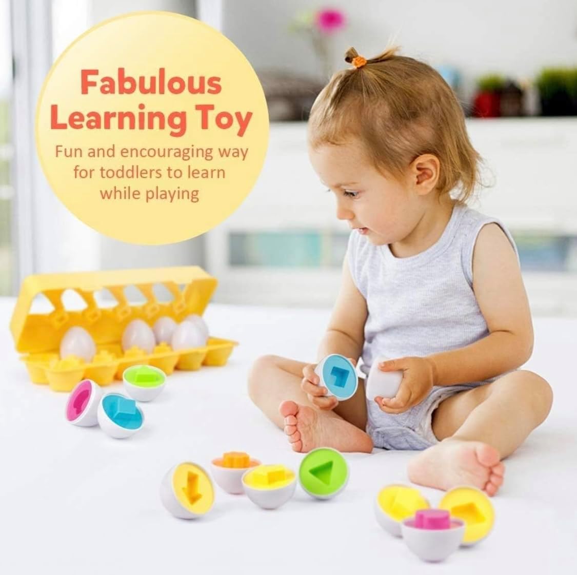 VUIYA Matching Eggs - Toddler Toys - Color Shapes Egg Set - Educational Color, Shapes and Sorting Recognition Skills - Sorting Puzzle for Kid Baby Toddler Boy Girl, Easter Basket Gift (12 Eggs) image 5