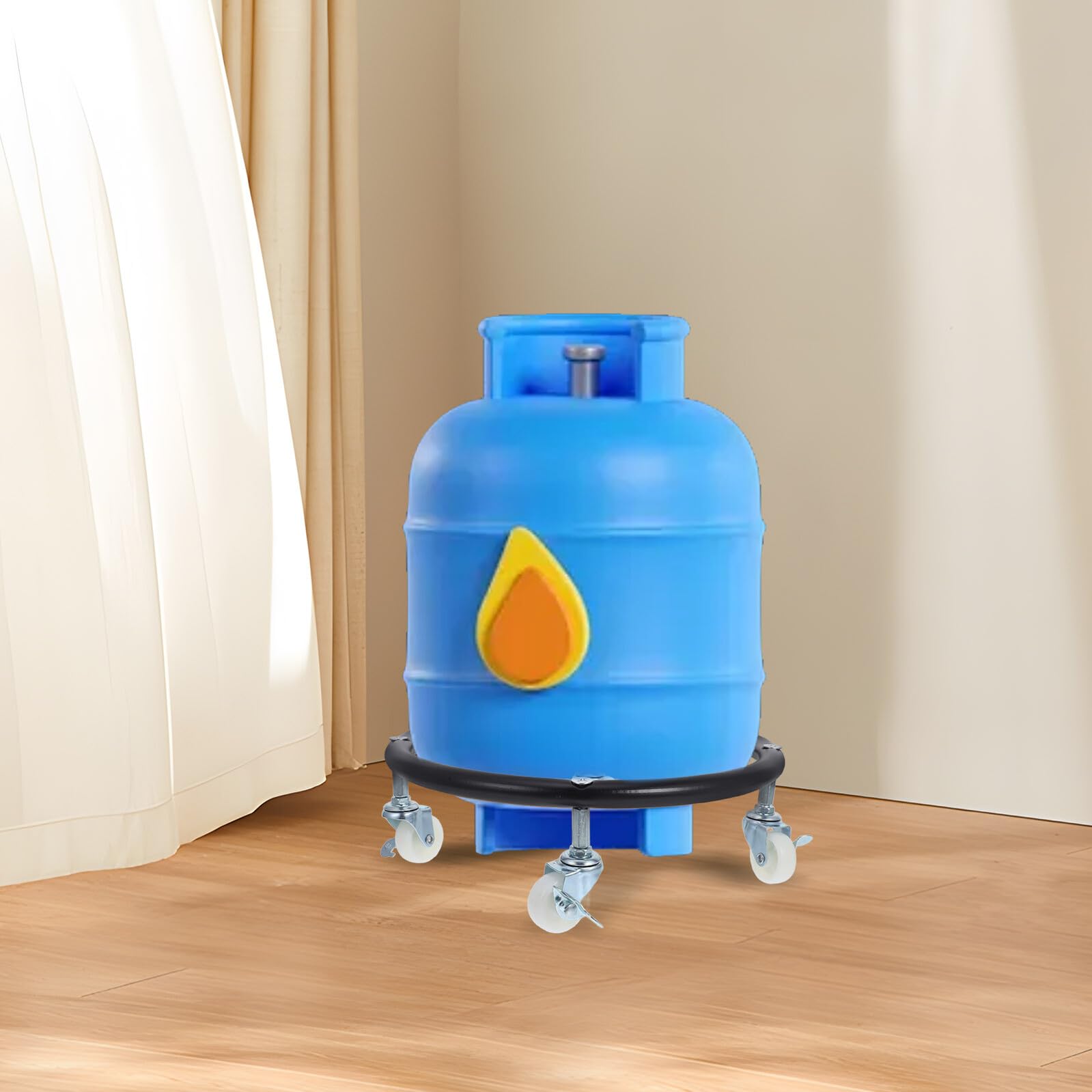 SHINEOFI Beweglicher Propan gaszylinderständer mit Bremse Runde Gasflaschenablage aus Robustem Material Mobiler Propantankhalter für Küche und Lagerung Langlebige Basis mit Gummierten