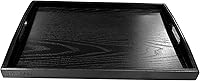 Vista 2 de DILLMAN Bandeja de servir grande rectangular de madera negra bandeja de comida bandeja de mayordomo bandeja de desayuno con asas (pequeña)