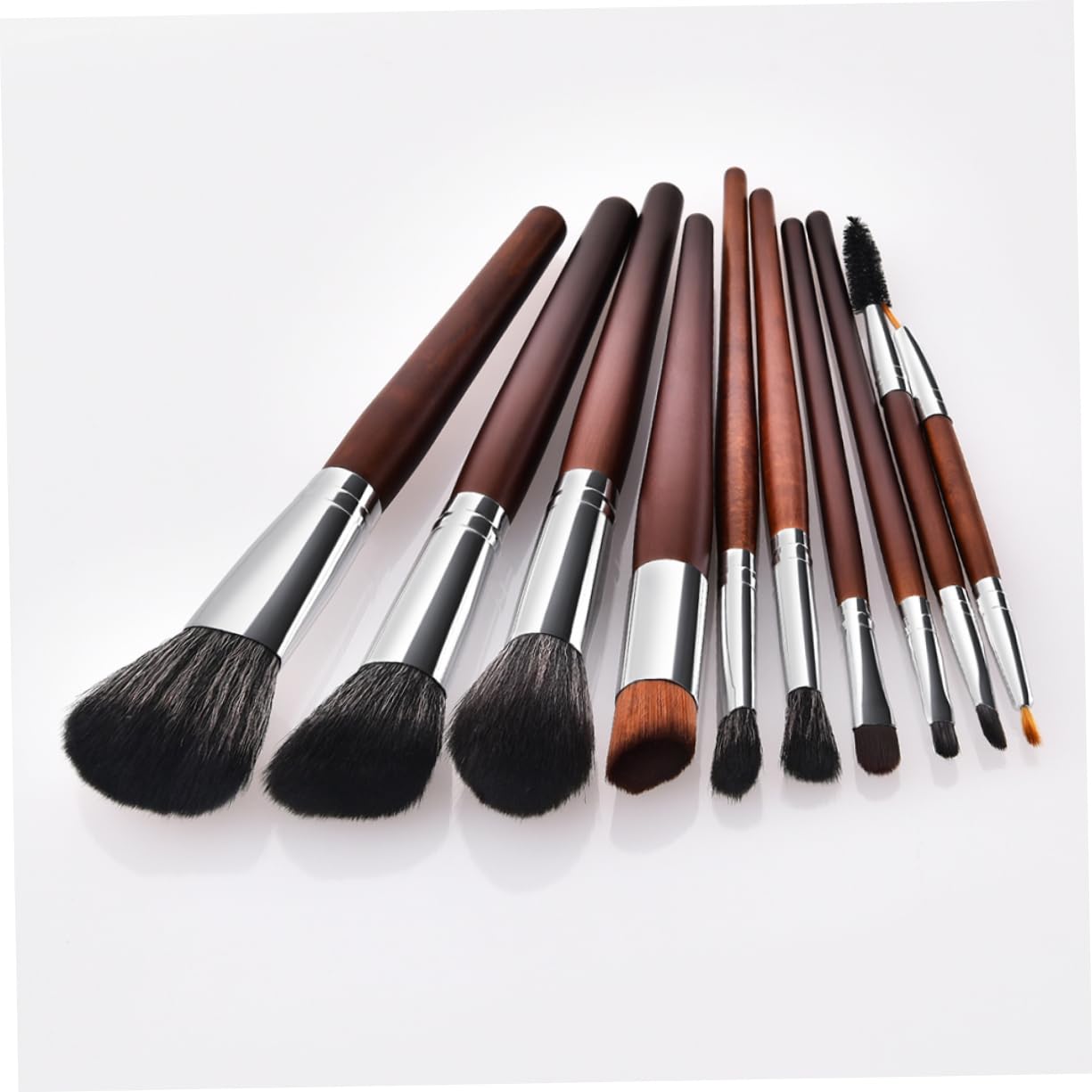 minkissy Set Di 3 Pennelli Per Il Trucco Con Manico in Legno E Setole in Nylon Kit Di Pennelli Per Cosmetici Per Donne E Signore Aspetto Naturale 10 Pezzi*3