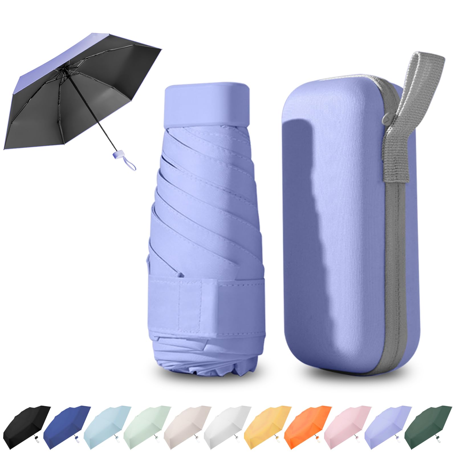 Ancuioyz Umbrella Mini - Portable Compact for Women & Men, Lightweight for Rain or Shine, Travel-Friendly Sun Protection (Purple)