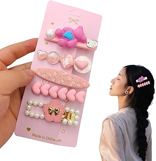 Maiitmorヘアピン ヘアクリップ おしゃれ パール ヘアピン 可愛い 女の子 ピンク 髪飾り ガールズ 髪留め ぱっちん レディース ヘアアクセサリー 前髪 ヘアクリップ 一字型ピン ダッククリップ 入学式 卒業式 結婚式