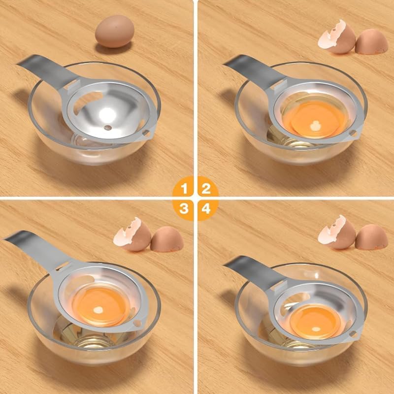 HORREX Separador de huevos, 2 unidades, separador de proteínas de acero inoxidable, separación rápida de yemas y proteínas