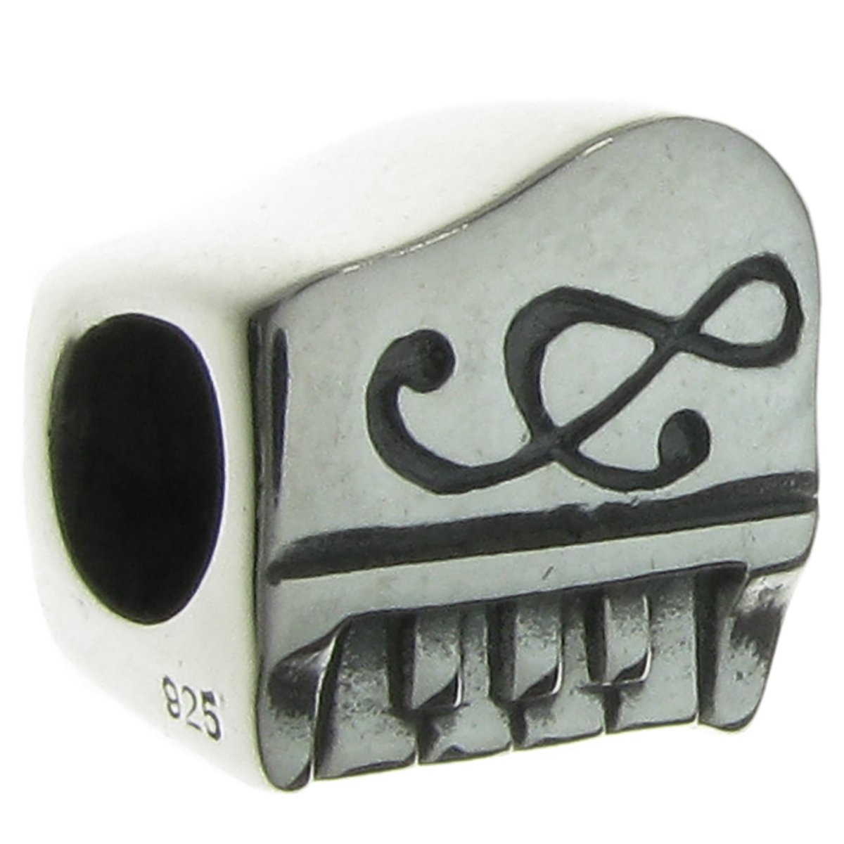 Queenberry Sterling Silver Grand Piano Charm Bead For European Bracelets - View #3