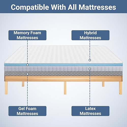 Miniatura 31 de Naomi Home Base de cama de metal de 14 pulgadas con plataforma de metal de alta resistencia (no necesita somier), color negro Negro -,Natural,Blanco