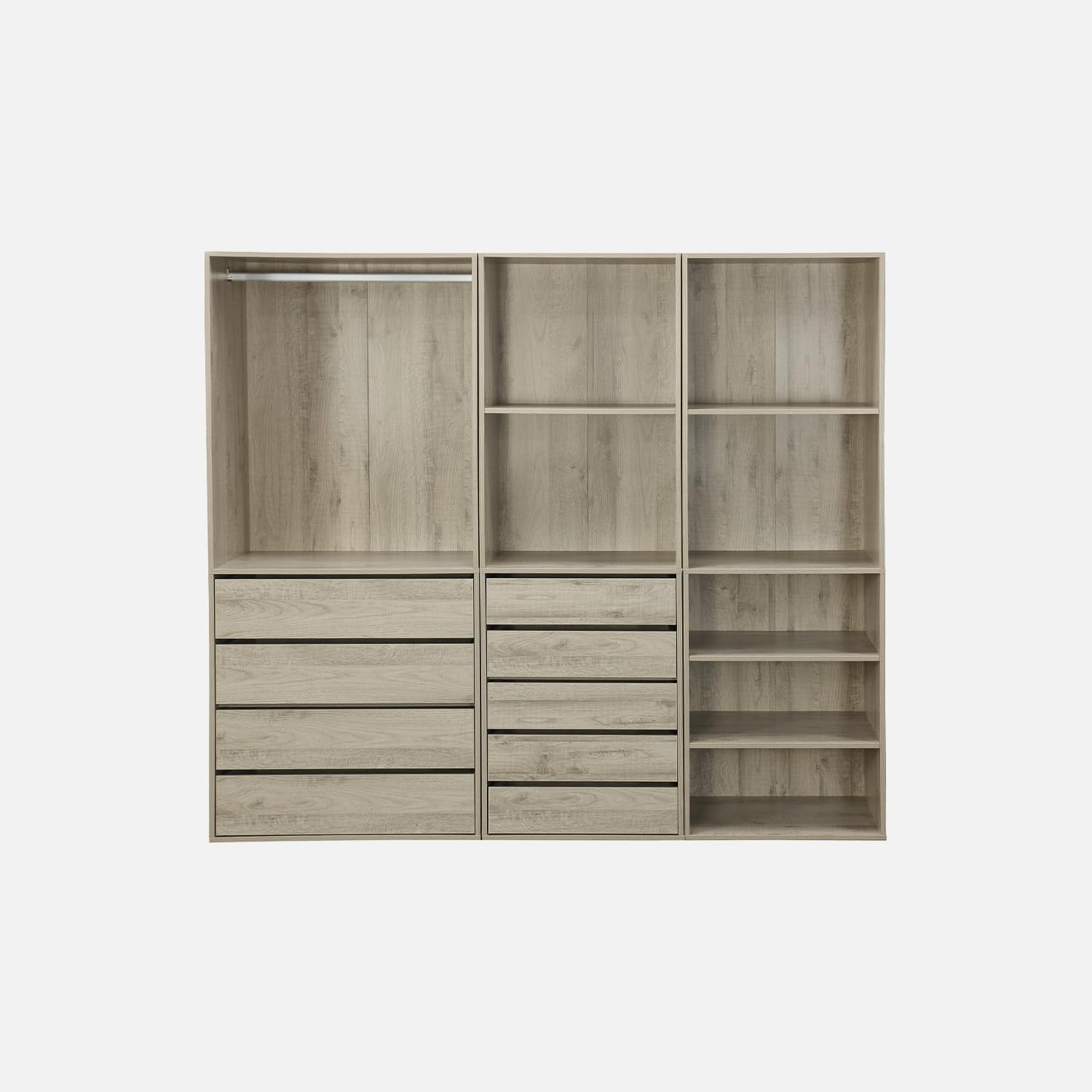 sweeek - Kit Dressing modulable 3 éléments MODULO. Naturel. 200 x 45 x 180 cm