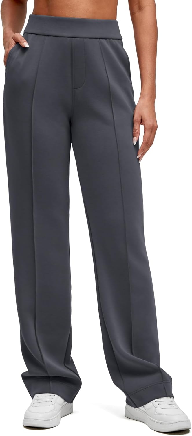 G4Free Smoofit Modal Soft Straight Leg Sweatpants for Women Elastic High Waist Casual Lounge Dress Pants with Pockets