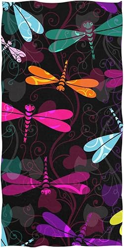 ALAZA Toalla de playa colorida con libélulas, absorbente de secado rápido, toalla de playa para yoga, toalla de playa grande de microfibra sin arena