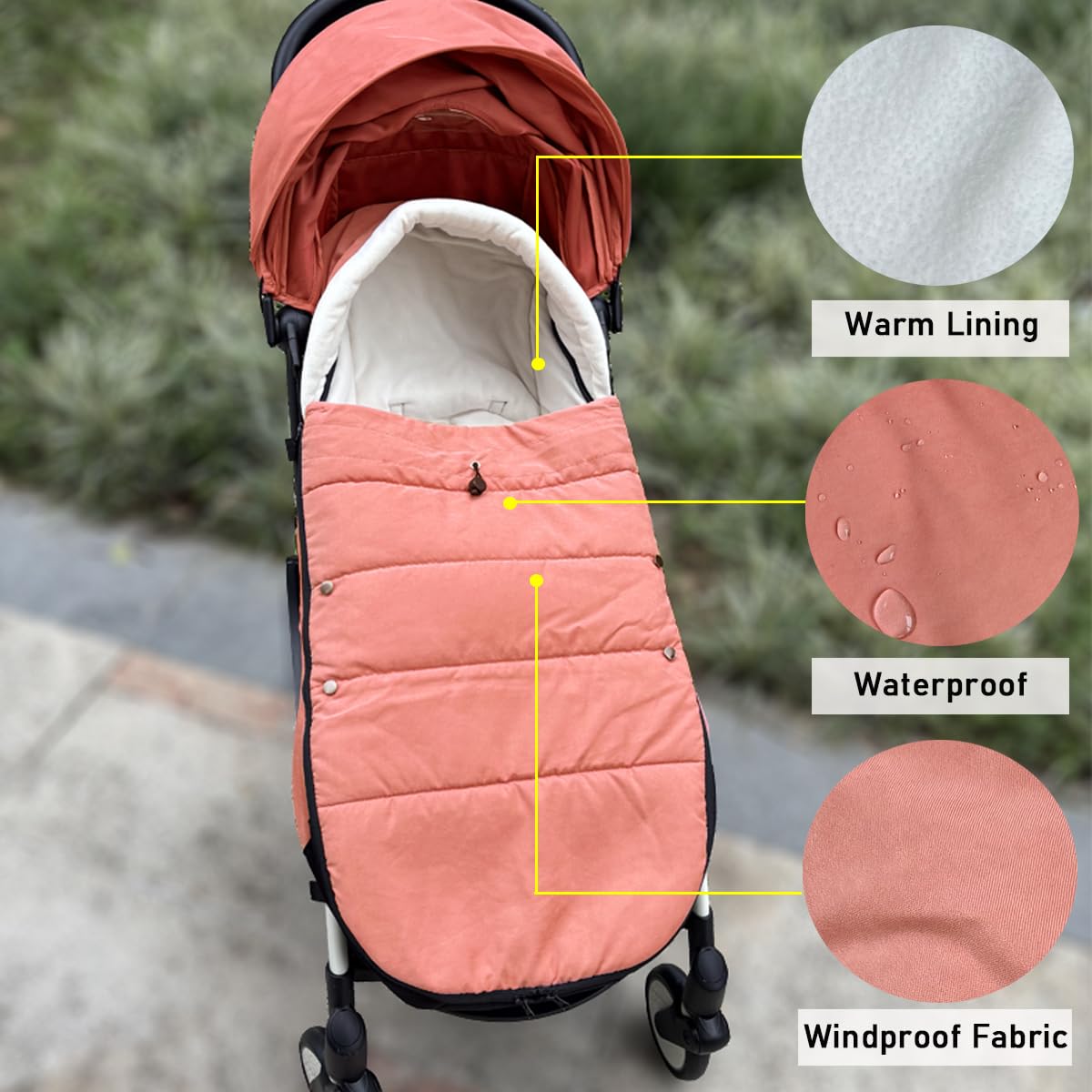 Universal Pushchair Footmuff for Babyzen YOYO/YOYO2 & Bugaboo, Waterproof Fabric Base, Easy-Clean - Image 2