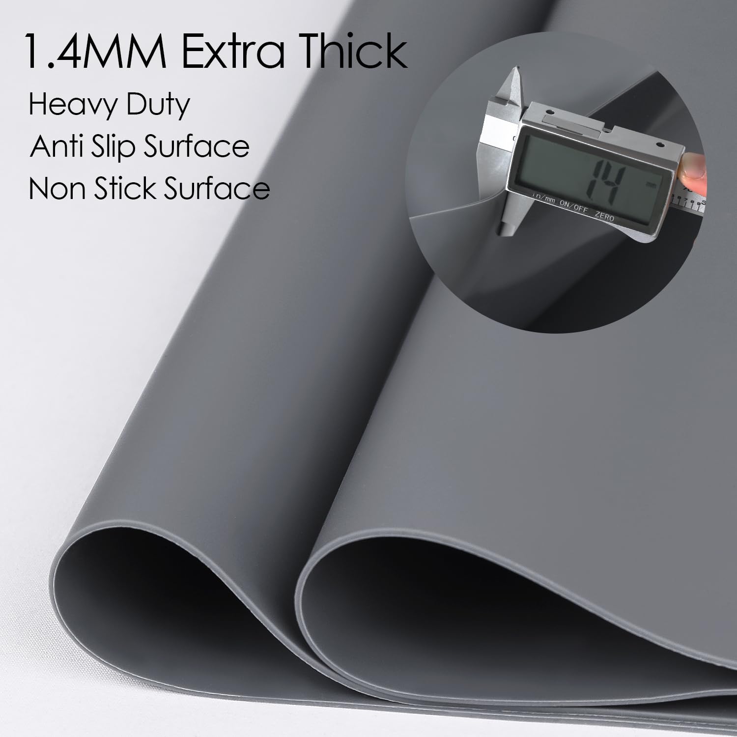Extra große Silikonmatte für Küchentheke, 80 x 60 cm, hitzebeständig, antihaftbeschichtet, dicker Arbeitsplattenschutz, Backmatte für Teig, Hellgrau