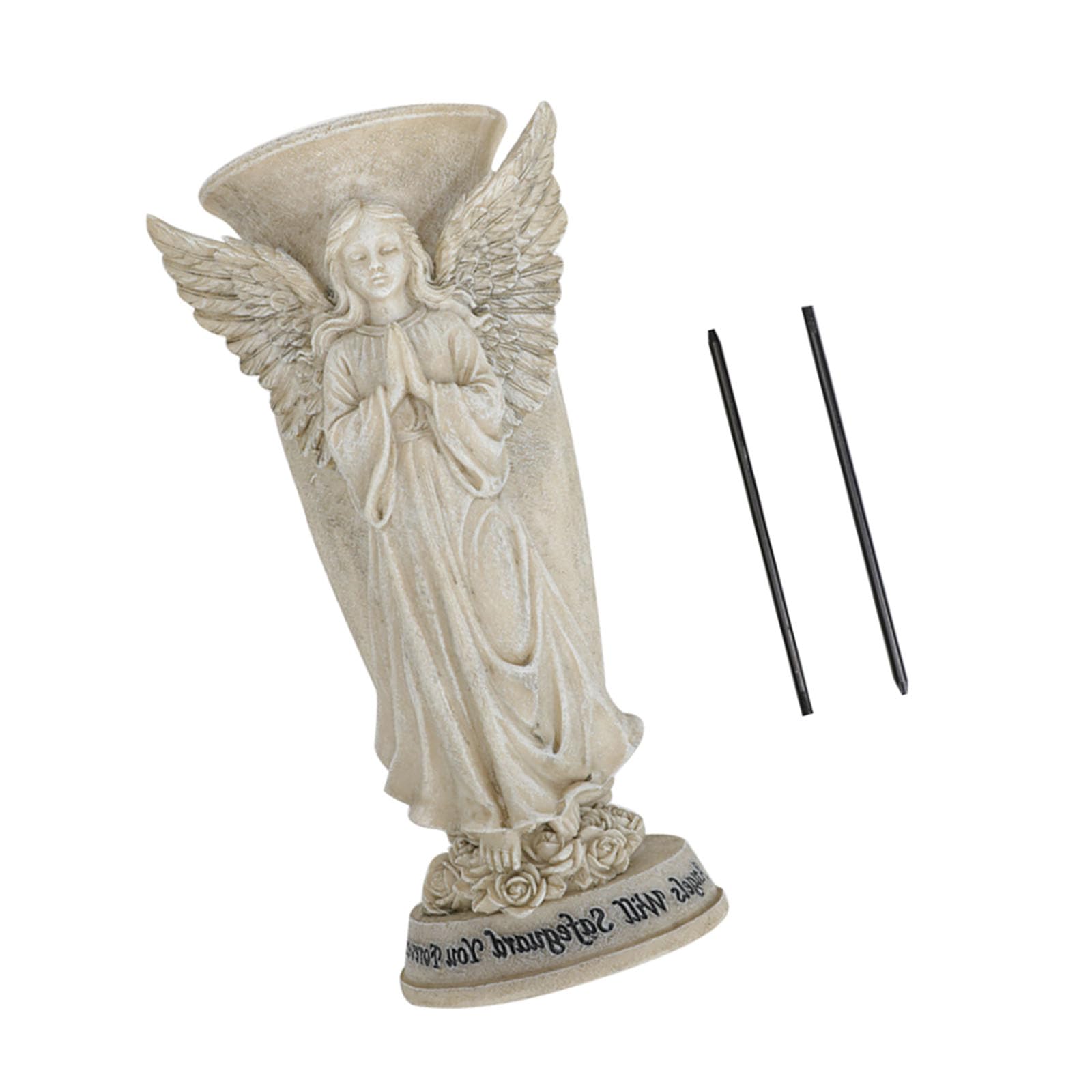 Resin Angelic Sculpture Flower Vases, Weather-Resistant Cemetery Ornaments for Outdoor Memorial Gardens Angelic Statue Vases Resins Garden Decors