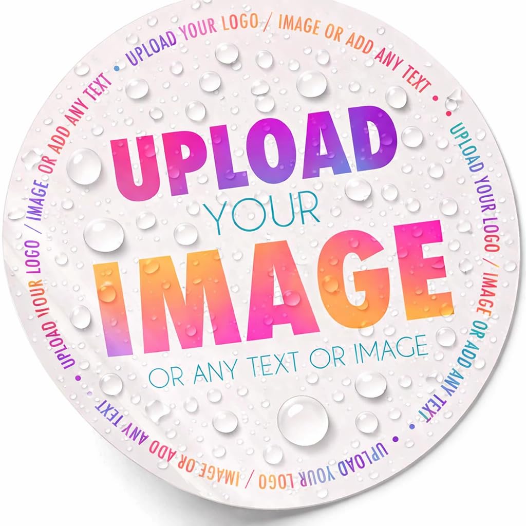 Waterproof Personalised Round Circle Stickers Labels – Custom Logo Text Photo, Durable Vinyl, Smudge-Proof Gloss or Matt Finish (25mm)
