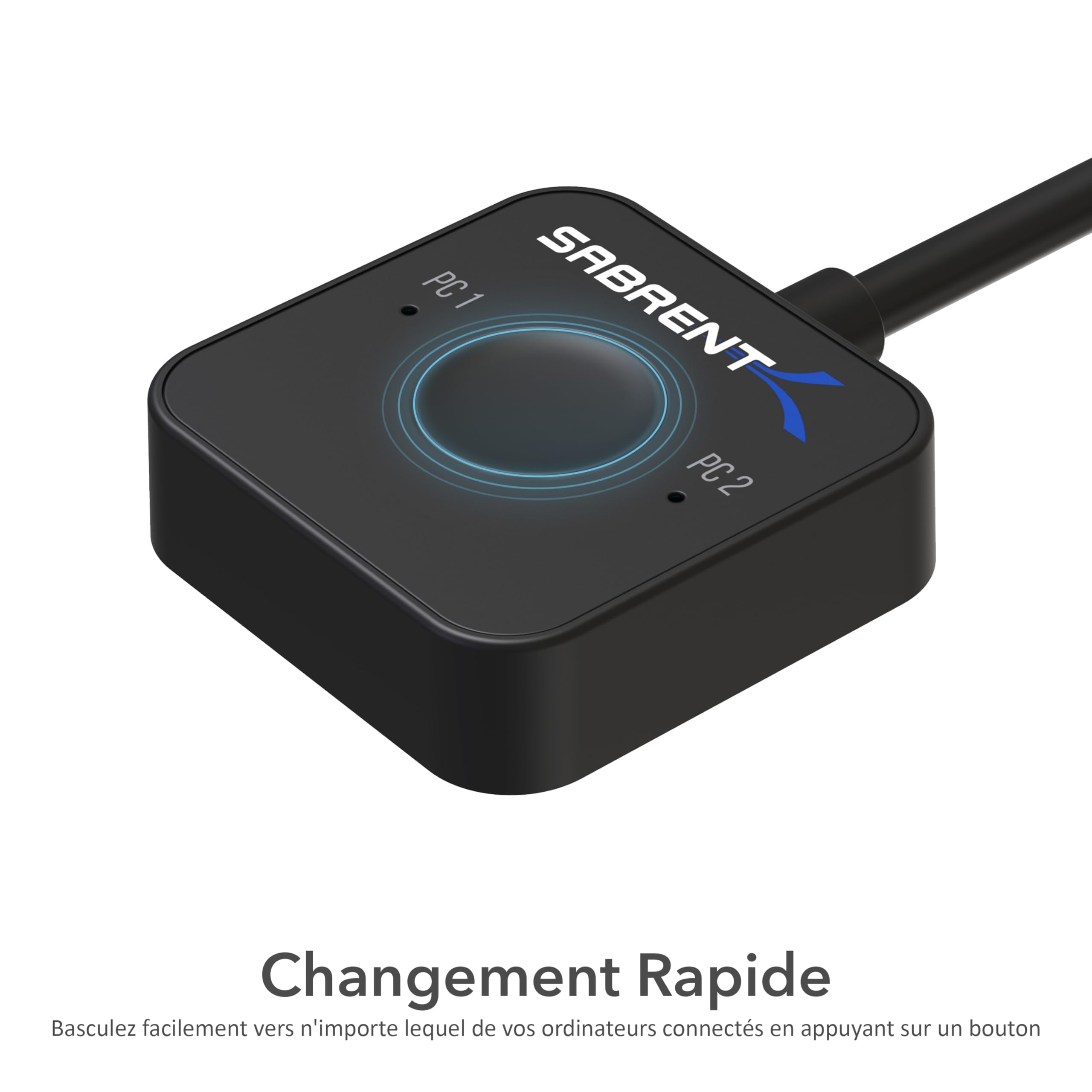SABRENT commutateur KVM 2 Ports USB Type-C avec Alimentation 60 Watts (USB-KPCD)