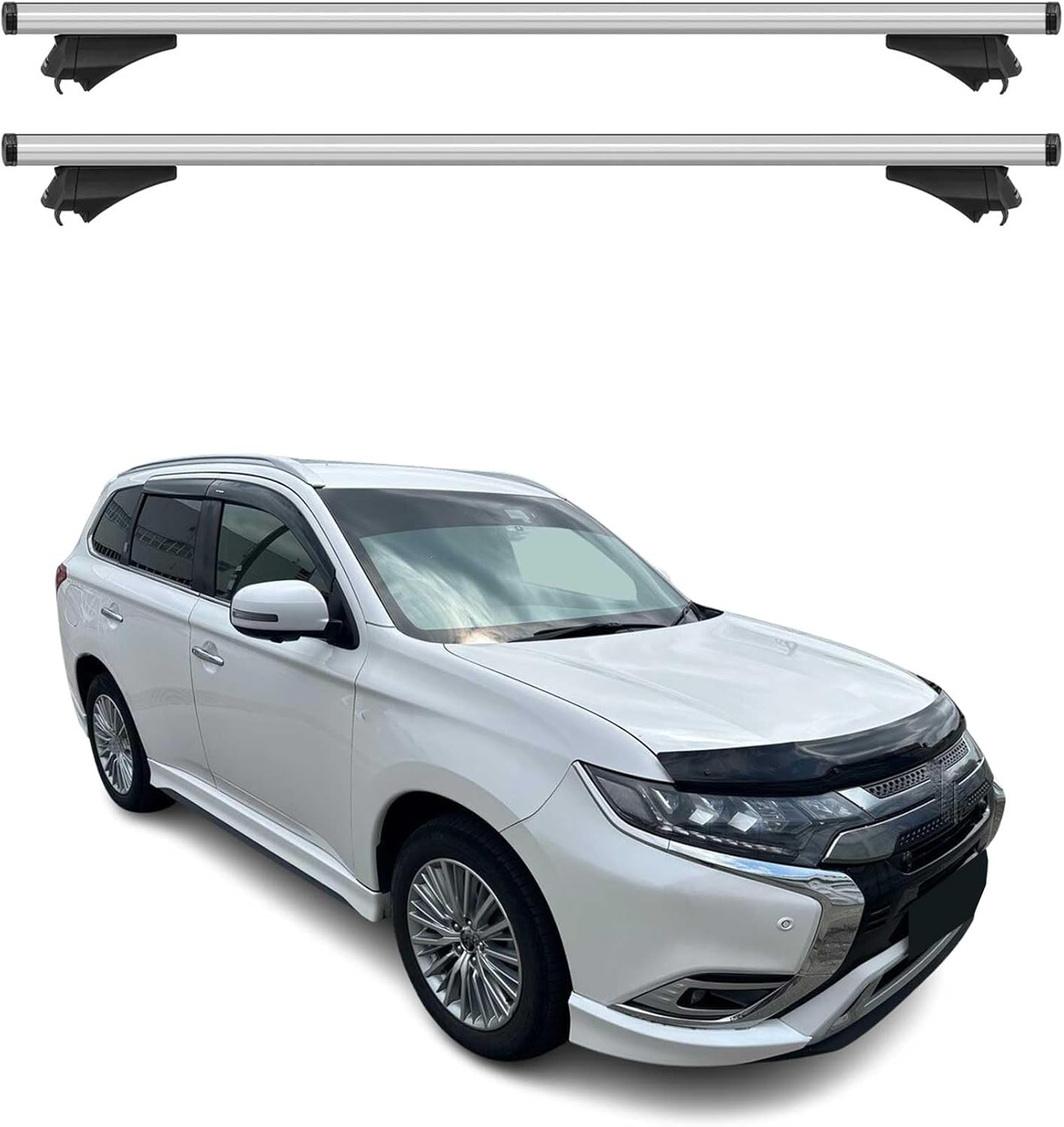 OMAC Roof Rack Cross Bars for Mitsubishi Outlander Sport 2017-2024 Lockable 165Lbs Aluminium Silver 2Pcs fits Cargo Carriers Kayak Canoe Bike Snowboard