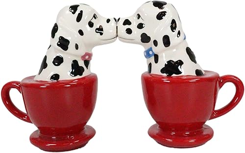Miniatura 4 de Ebros - Taza de té de cerámica para estación de bomberos, perros dálmatas, pedigrí, razas de perro en tazas de té, juego de figuras de salero y
