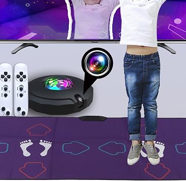 flexman Dance Mat for Kids and Adults, Double User TV Wirelessly Dance Mat with HD AR Camera 2 Remote Control, Musical Electronic Non Slip Dancing Step Pad for Home Gyms