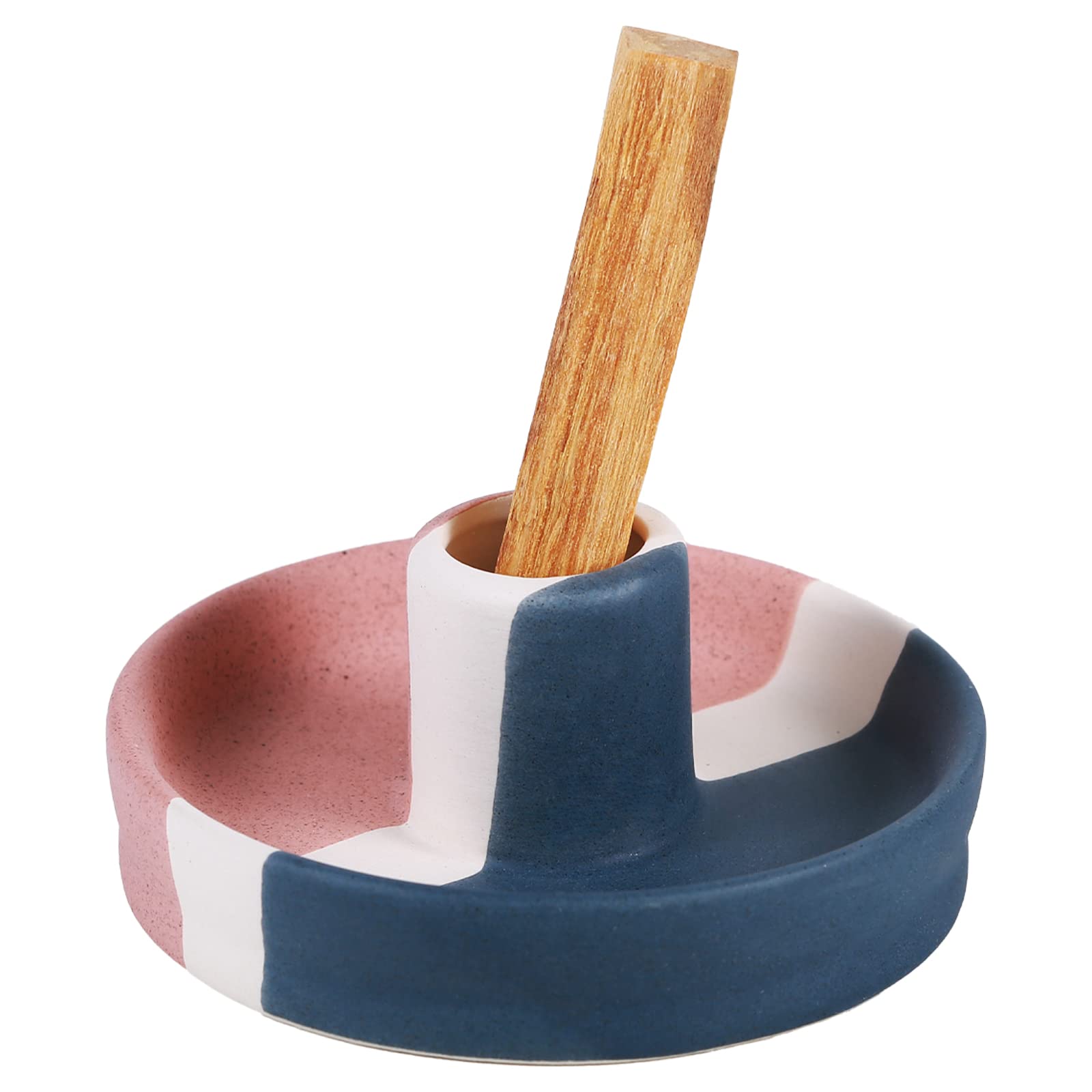Palo Santo Holder, Ceramic Incense Burner for Palo Santo Stick, Scent Wood Stand and Ash Catcher (Blue&Red)