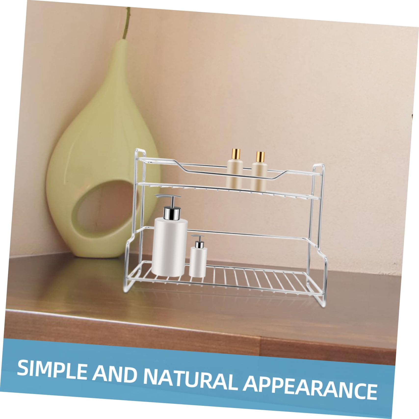 Scaffale a doppio livello in acciaio inox per trucco e cura della pelle, espositore multifunzionale per articoli da toeletta per bagno e cucina con forte capacità di carico