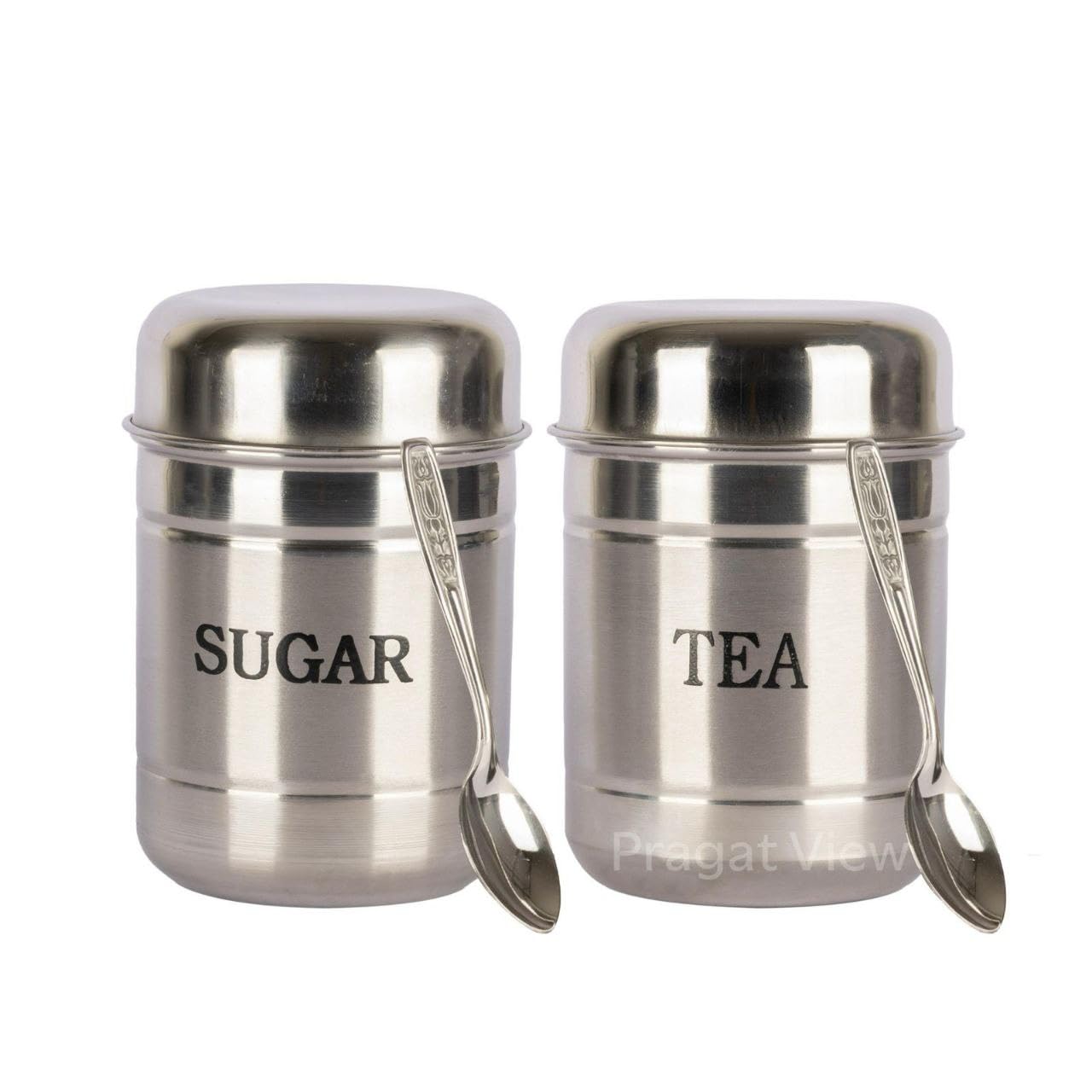 PRAGAT VIEW Stainless Steel 2 Pcs 700Ml Tea Sugar Container Set (With Free 2 Spoon, Silver) (B08TMWYSMD) Amazon Price History, Amazon Price Tracker