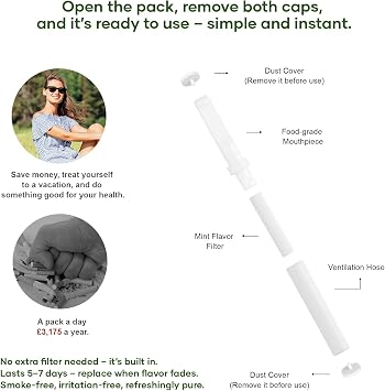 Sensory Ritual Breathing Sticks (6-Pack,Mint & Lemon Aroma, 70x8mm) – Nicotine/Smoke Free, Calming Focus