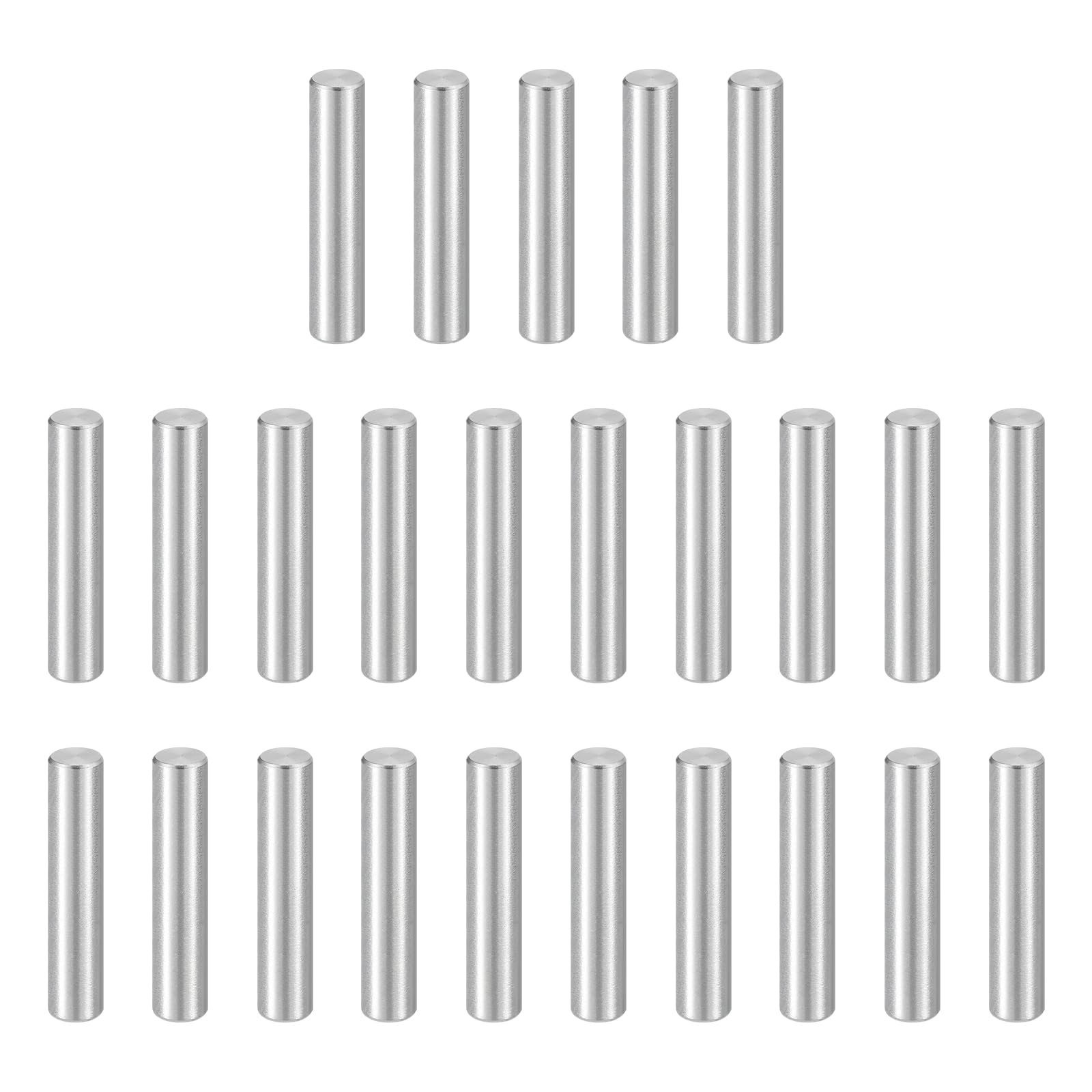 sourcing map 25pcs Dowel Pins, M5 x 30mm 304 Stainless Steel Cylindrical Shelf Support Peg Pin Rod Fasten Elements for Metal Devices Wood Furniture DIY Installation, Silver