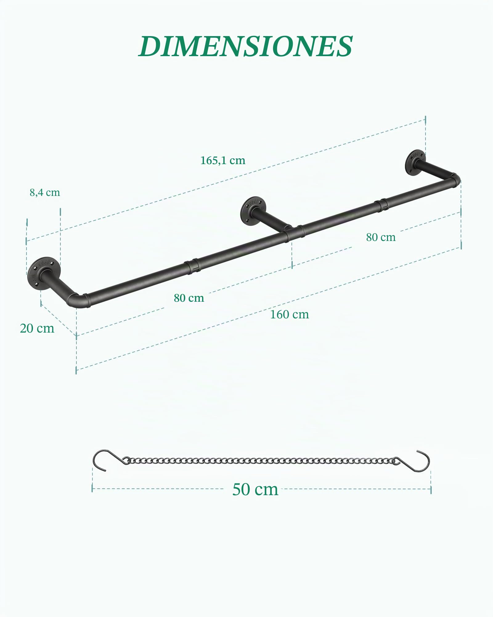 SOFITORG Colgador de Plantas para Interiores, Barra Colgante para Plantas de Interior con 6 Cadenas Colgantes, Barra Colgante de Pared para Ventana y Techo, 65.7 Pulgadas, Metal/Negro, macetas no