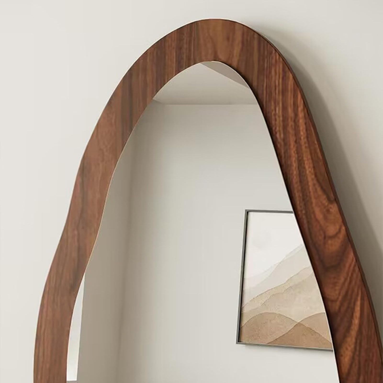ALEEIK Full Length Wall Mounted Mirror Irregular Floor Mirror Boho Decor Irregular Wall Mirror for Bedroom, Living Room Full Body Mirror, Brown