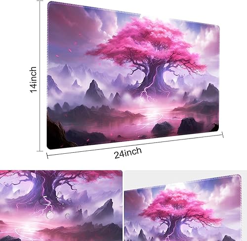 Miniatura 3 de Tapete de juego de mesa prémium de 24 x 14 pulgadas, compatible con OCG CCG RPG MTG, tapete de escritorio para mouse (Sakura rosa)
