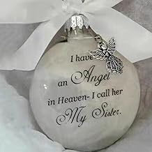 Christmas Memorial Baubles Sister Grave Ornaments Feather Ball With Angel White Christmas Tree Remembrance Decorations Bereavement Gift To Remember Loved Ones Xmas Gift