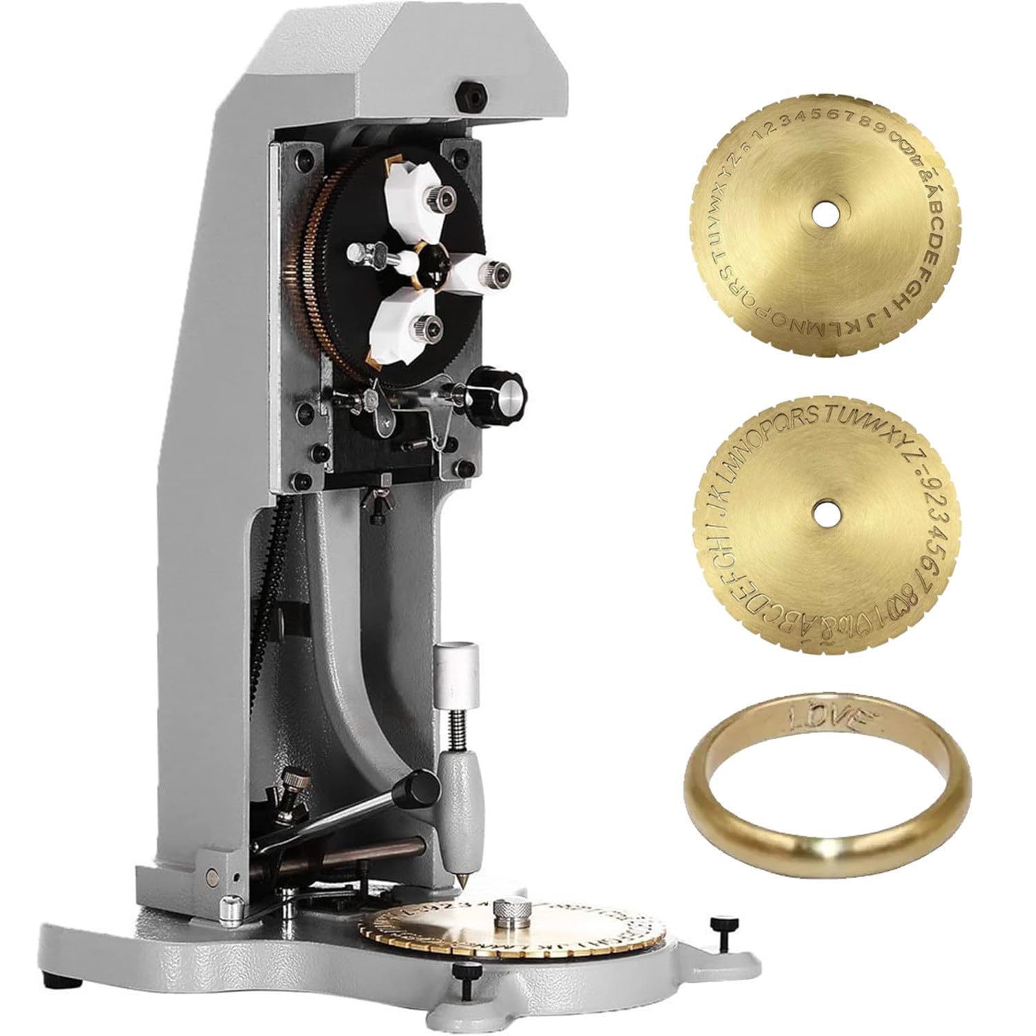 Grabador De Anillo Interior, Grabador De Anillo, con Placa De Grabado De Doble Cara Y Cabezal De Acero, Grabado por Vibración De Puntos, Autocentrado, Tamaño De Fuente De 1,5-2,0 Mm