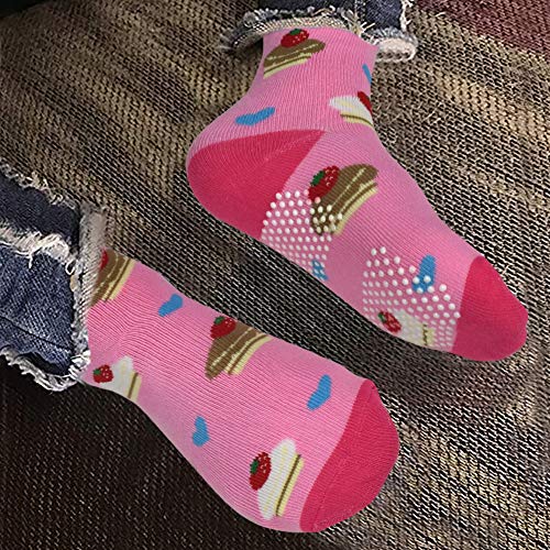 Image of Tphon 12 Pairs Toddler Non Skid Socks with Grips Anti Slip Bottom, Cotton Non Slip Ankle Crew Socks for Boys, Girls, Kids(1-7Years)