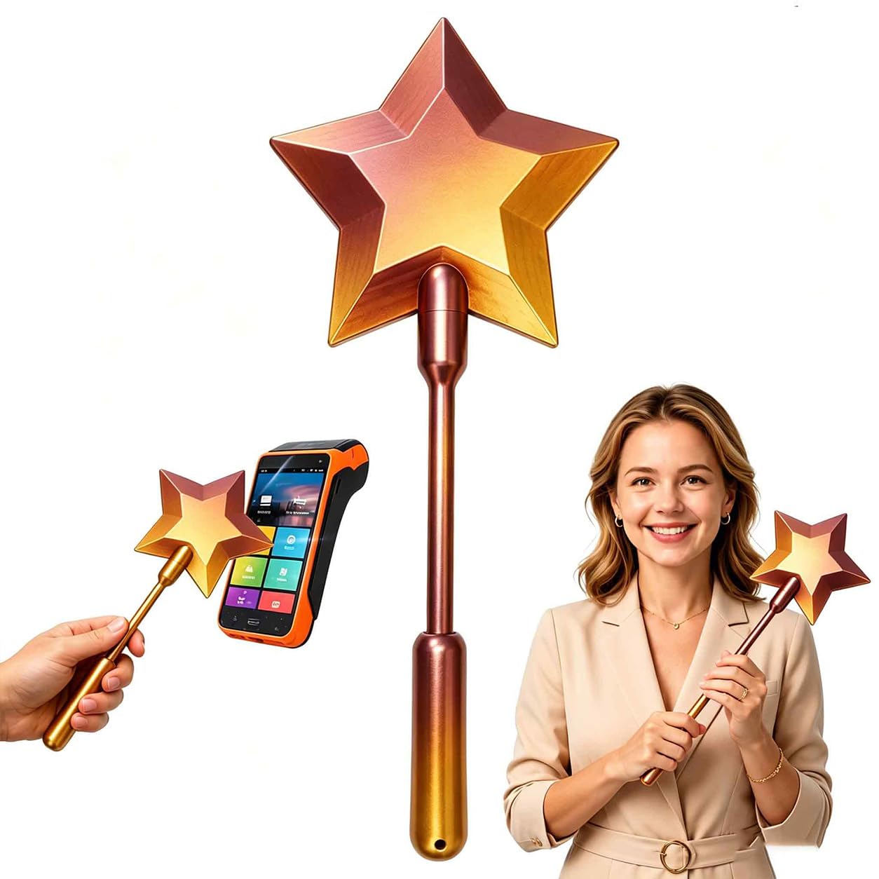 nezafly Credit Card Wand 3D Printed Magic Fairy Wand Card Holder Star Tap To Pay Payment Fun Contactless Prop for Adults Cosplay Magicians Performers Raves Parties Pranks Shopping — image 1