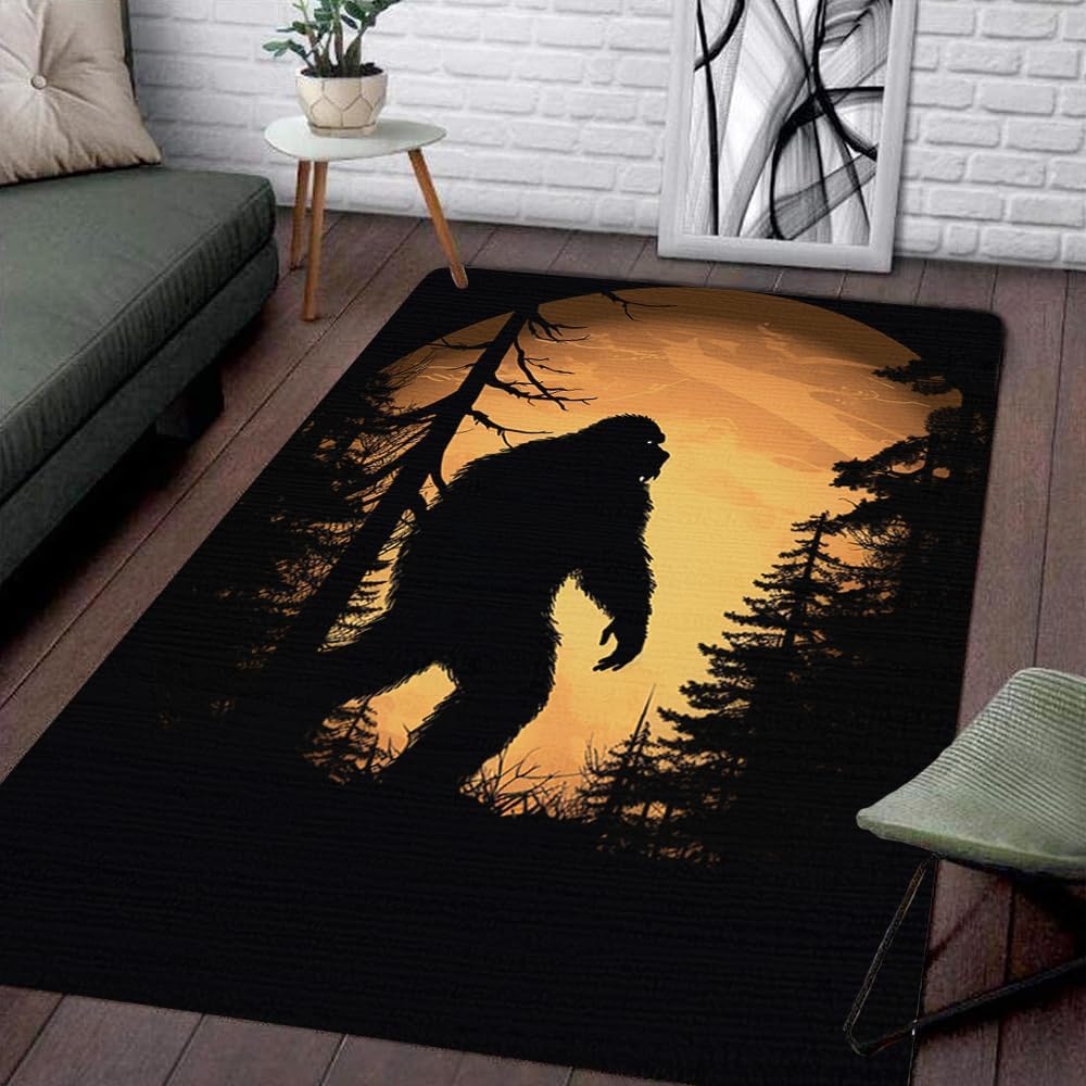 Custom Bigfoot Rug - Sasquatch Pattern Area Rug, Animal Print Carpet, Kitchen and Outdoor Rug, Bigfoot Gifts and Decor