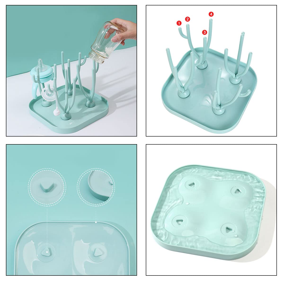 Scolabiberon Con Spazzola Rotante 360°, Grigia Per Asciugatura E Pulizia - Kiuiom - Foto 10